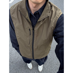 卡其色山系工装户外马甲男款春季无袖坎肩外套机能风速干运动背心