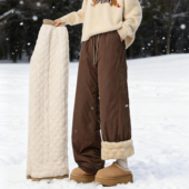 东北零下40度外穿棉裤 子防风防水户外滑雪裤 男冬季 咖色加绒防寒裤