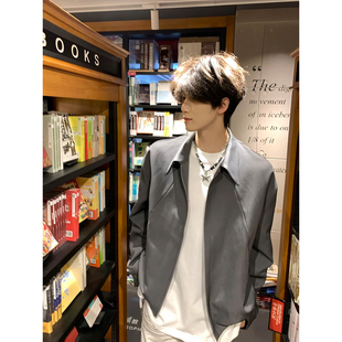 哈灵顿年轻人行政夹克男士高级感痞帅西装外套正肩美式复古棒球服