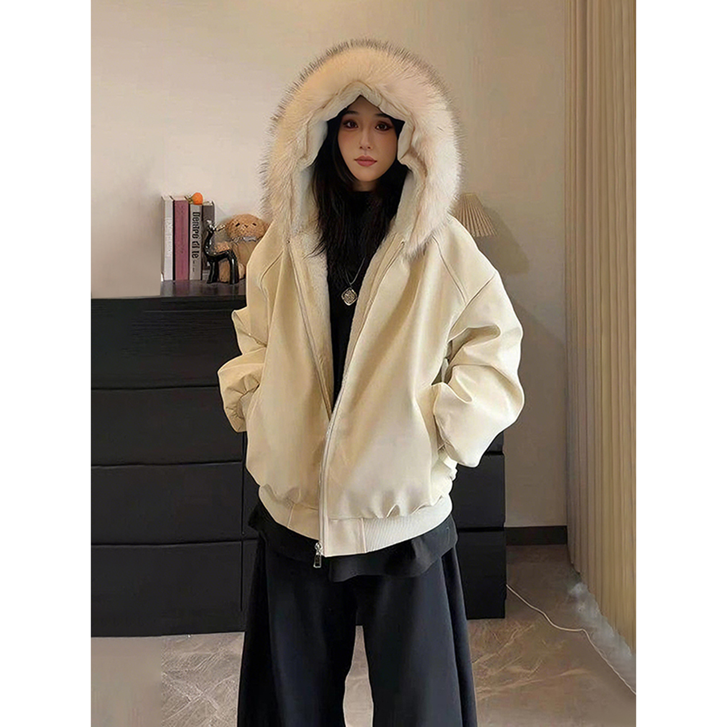 毛领座山雕棉服男女保暖棉衣外套