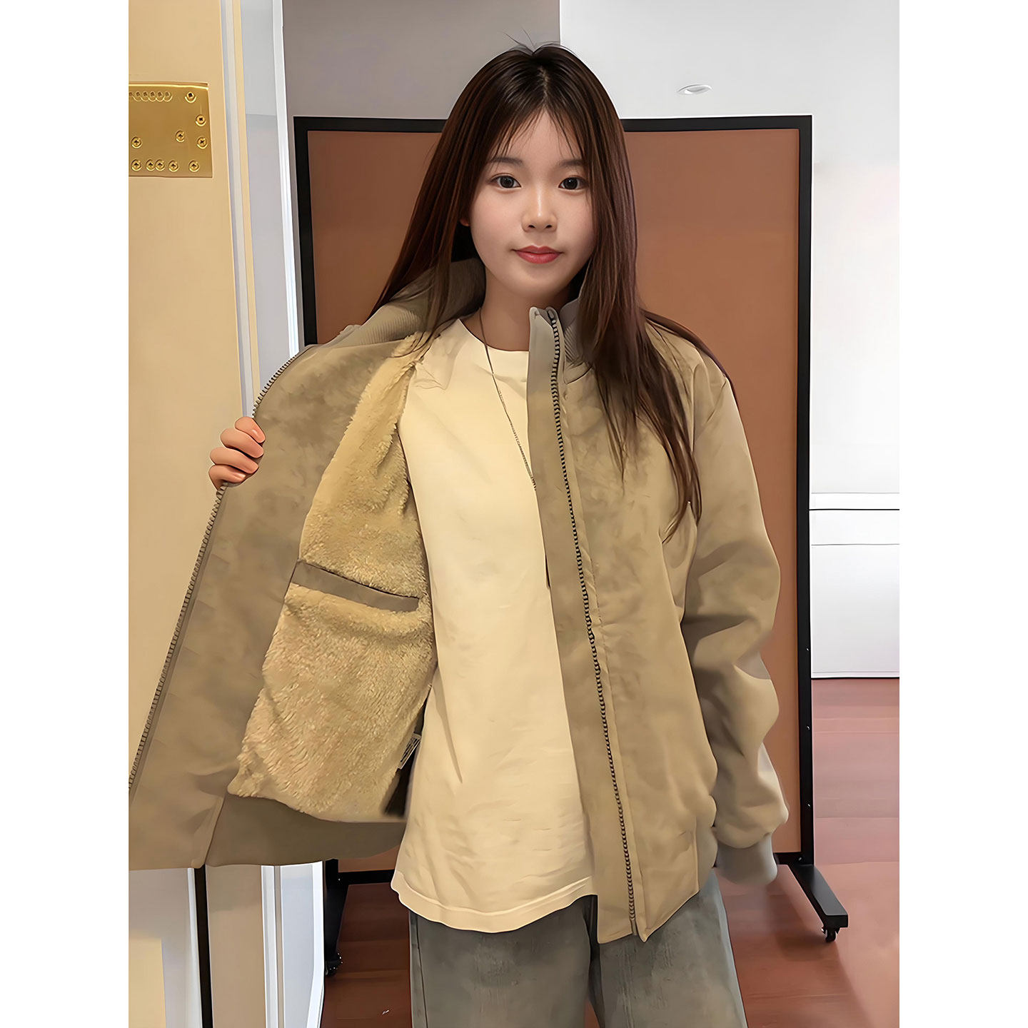 皮毛一体羊羔绒外套加绒皮衣棉服