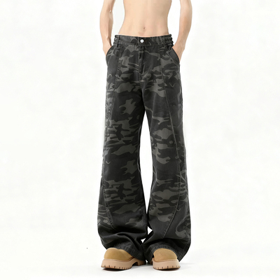 工装牛仔裤男款秋冬加厚弯刀裤子