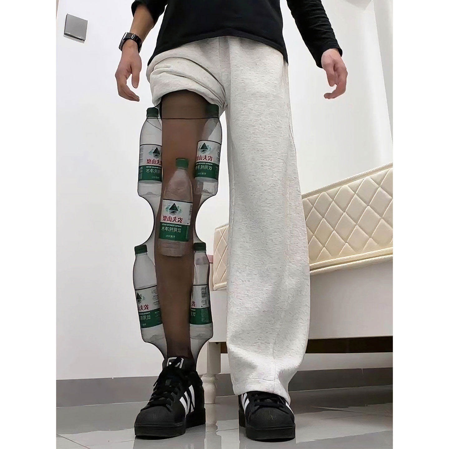 花灰色美式加绒弯刀卫裤男款冬季显瘦健身运动裤子垂感直筒休闲裤,男装,卫裤,淘宝优惠券,粉丝福利购,淘宝优惠卷