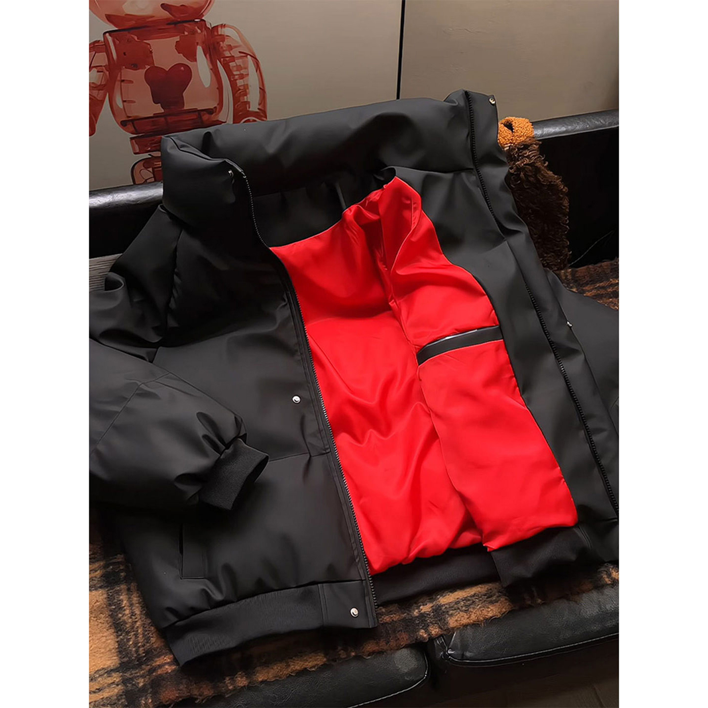 红内立领羽绒棉服男冬季廊形加厚