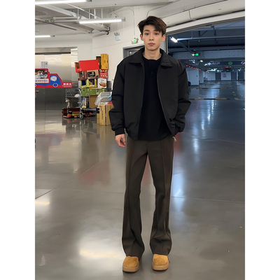 毛呢西裤男款冬季老钱风垂感裤子