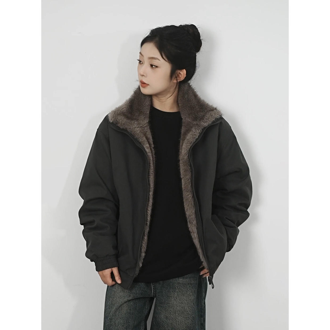 水洗帆布外套男加绒加厚保暖夹克