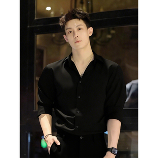 英伦雅痞男装长袖衬衫人夫感穿搭西装内搭衬衣高级感痞帅男士外套