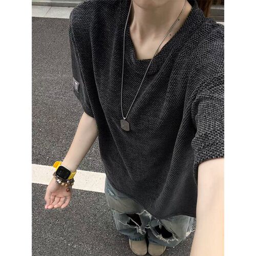 美式复古透气正肩短袖男夏季薄款