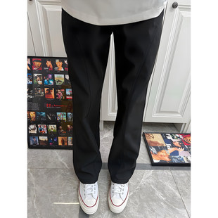 黑色软壳加绒冲锋裤男款春秋美式弯刀工装裤子斜切显瘦休闲微喇裤