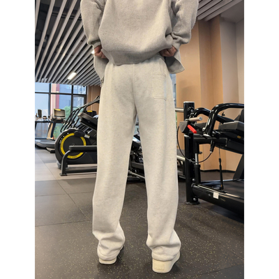 重磅加绒微喇卫裤男复古弯刀裤子