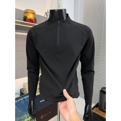 德绒打底衫男内搭半拉链立领卫衣