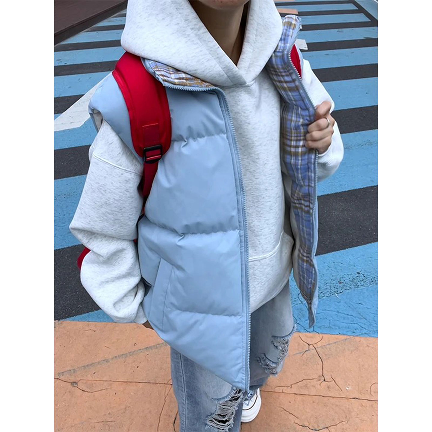 立领羽绒马甲青少年冬季短款棉服