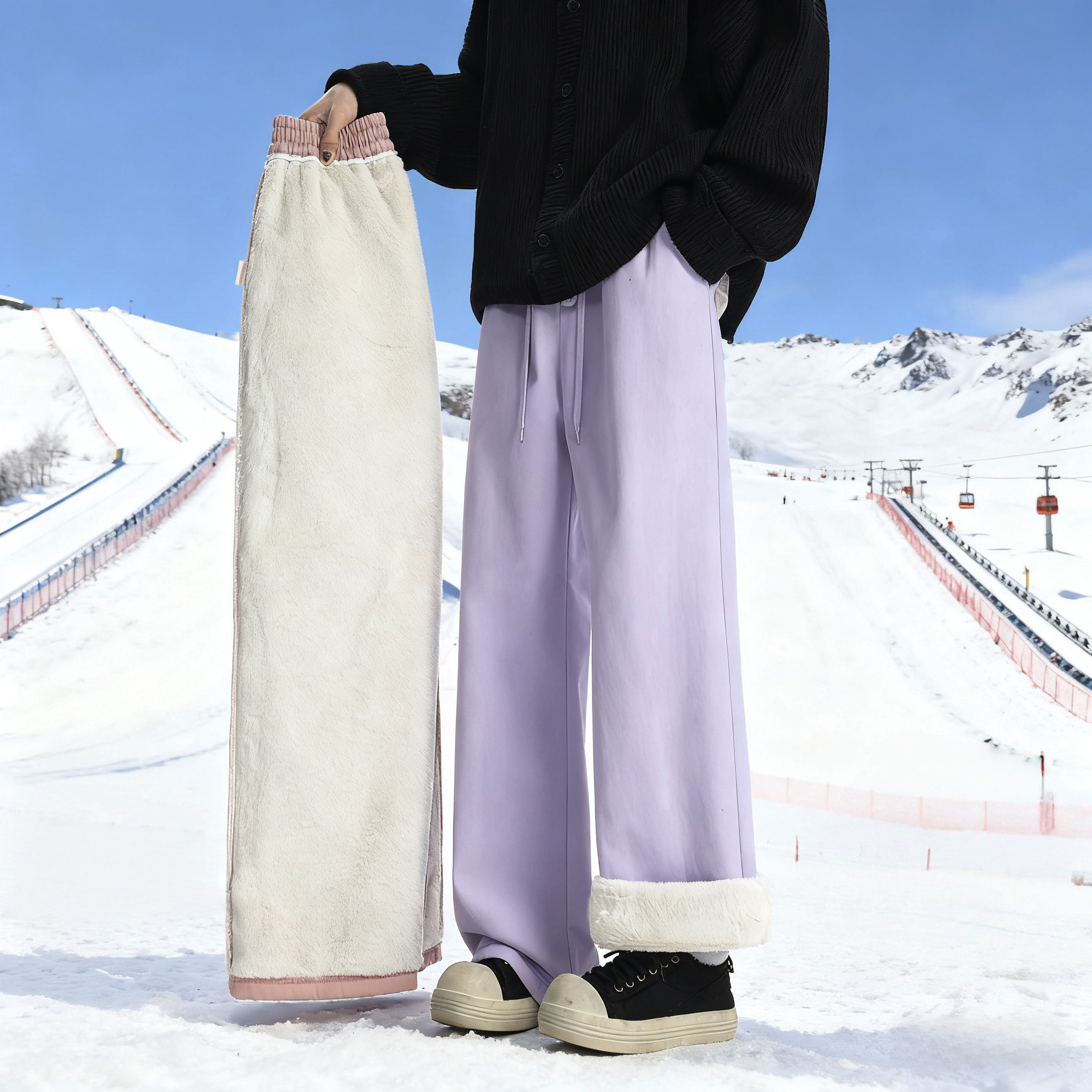 美式三防紫色滑雪裤男女冬季加绒加厚保暖棉裤东北零下羊羔绒裤子,男装,休闲裤,淘宝优惠券,粉丝福利购,淘宝优惠卷
