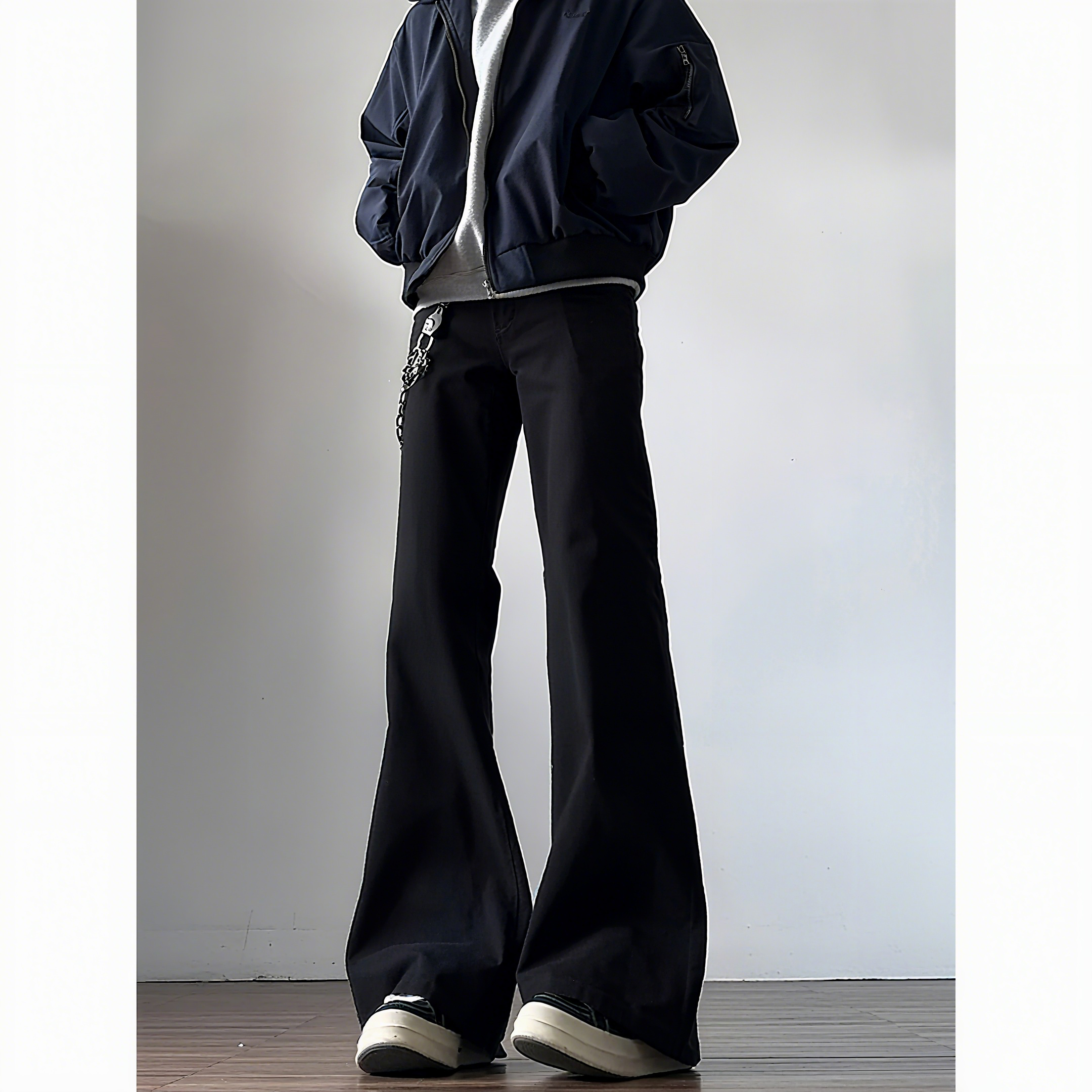 加绒微喇牛仔裤男款美式高街裤子