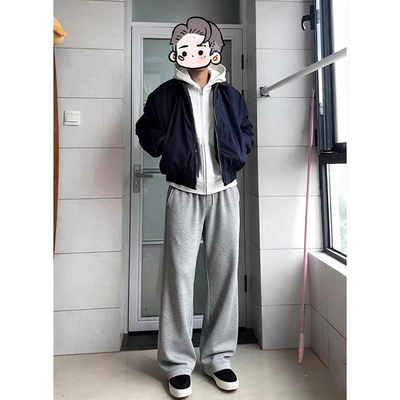 微喇运动卫裤男款秋冬阔腿弯刀裤