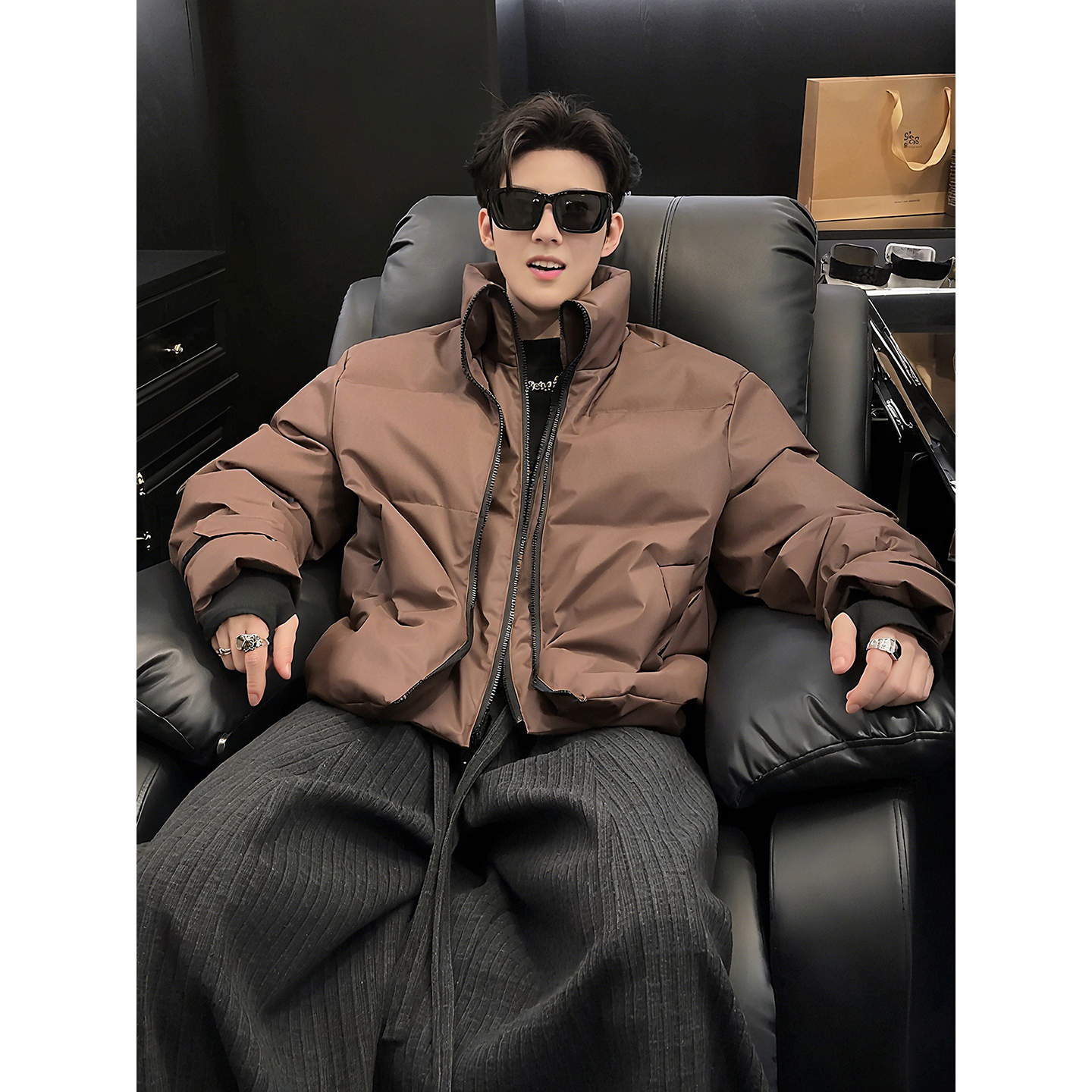 假两件羽绒棉服加厚保暖棉衣外套