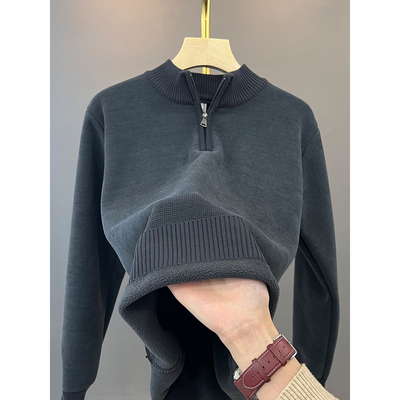 高领毛衣男冬季加厚一体绒打底衫
