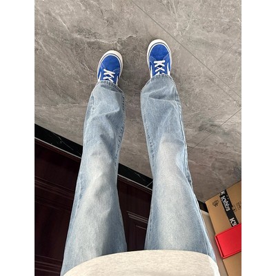 窄版弯刀牛仔裤美式高街vibe裤子