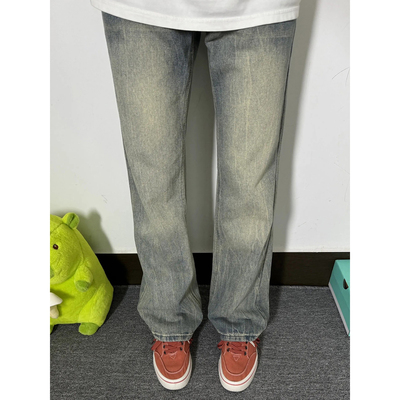 加绒微喇牛仔裤秋季美式高街裤子