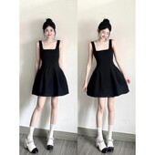 短裙子夏季 黑色吊带连衣裙女法式 绝美高级法式 赫本风小个子小黑裙