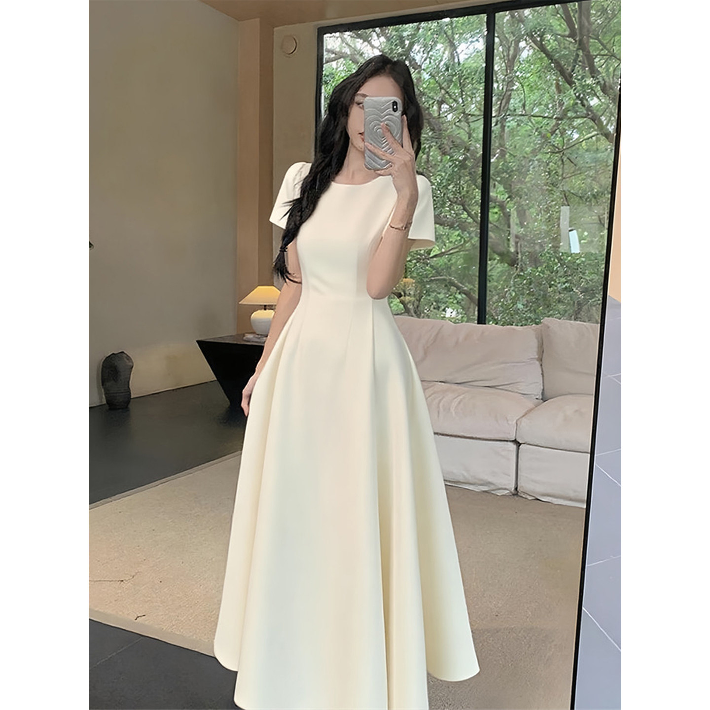 白色连衣裙女小个子绝美晚礼服法式初恋白月光领证登记长裙子夏天