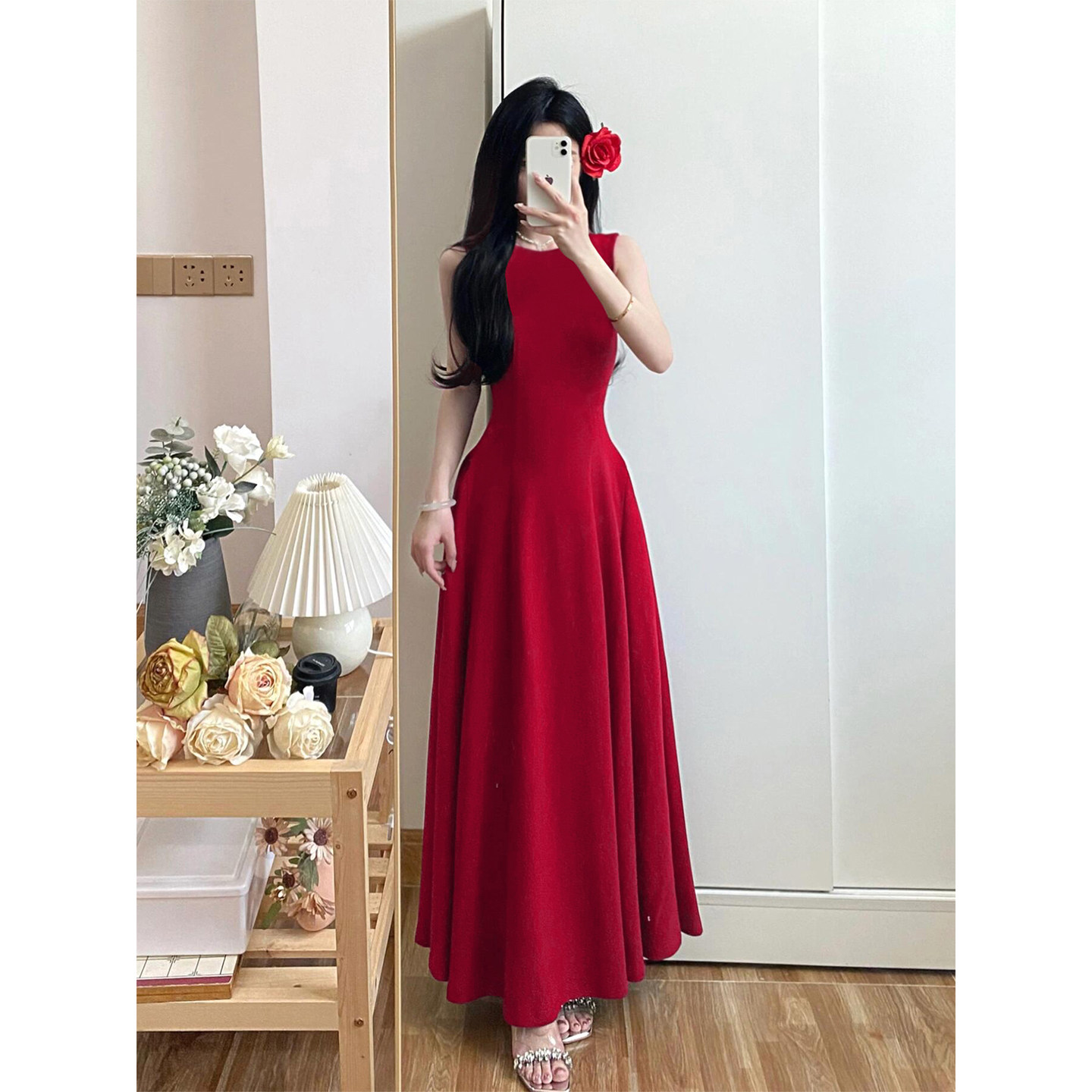 红色连衣裙新娘敬酒服平时可穿图片