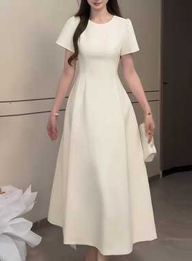 白色连衣裙女高级party晚礼服法式初恋白月光领证登记长裙子夏天