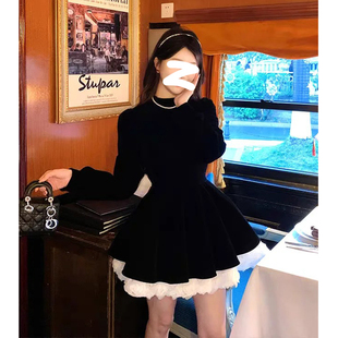 气质连衣裙女miu系千金冬装小黑裙生日晚礼服裙子秋冬季短款新款