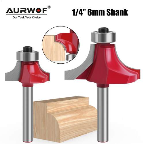 7件套1/4柄圆角刀木工铣刀 开槽刀木工专用工具修边机刀头R倒角刀