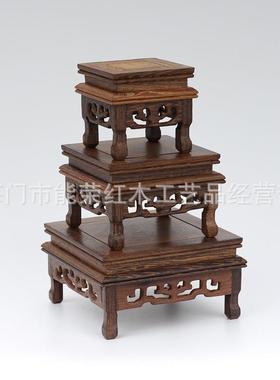 鸡翅木摆件底座家居雕刻 木质工艺品 实木托架长方形花盆佛像底座