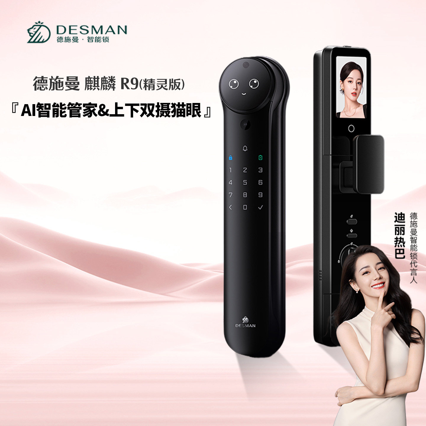 德施曼高端锁密码锁指纹锁家用防盗3D人脸识别智锁麒麟R9精灵版