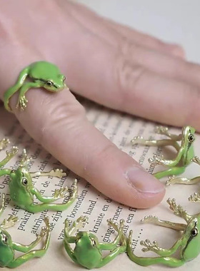 新款个性更新绿色搞怪蛙蛙戒指