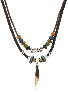 新款民族风项链饰品男款吊坠复古元素饰品男士项链狗牙项饰