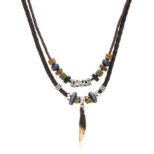 新款民族风项链饰品男款吊坠复古元素饰品男士项链狗牙项饰