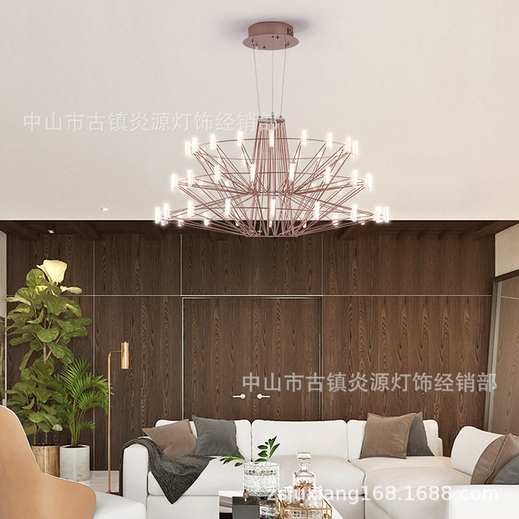 北欧后现代简约灯具三层不锈钢宝塔吊灯创意设计客厅餐厅酒店别墅