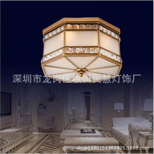 供应LED全铜焊锡灯欧式全铜吸顶灯全铜玻璃吸顶灯