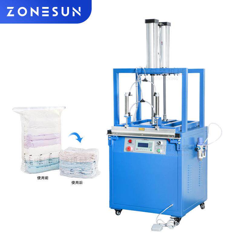 ZONESUN真空压缩封口机可自动手动操作双气缸塑料袋棉被收缩空气