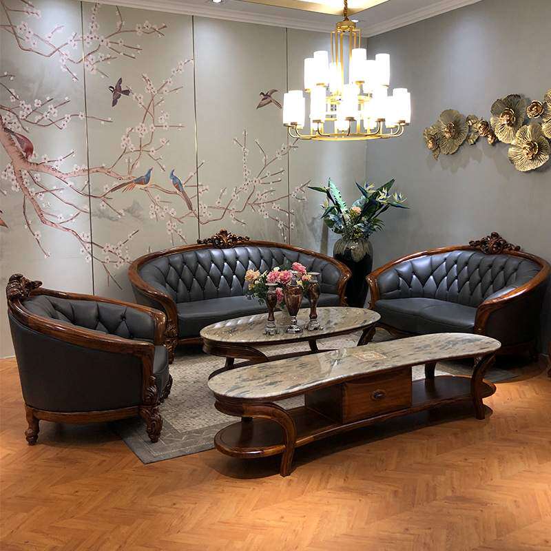 乌金木天然石电视柜茶几客厅组合欧式地柜品质奢华大户型原木家具