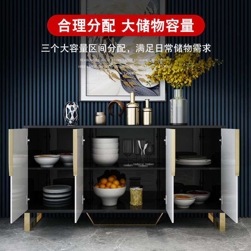 美式轻奢风餐边柜大理石现代简约客厅玄关柜进门入户餐厅柜子边柜
