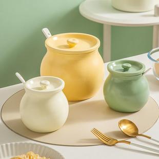 陶瓷猪油罐子家用耐高温带盖装荤油辣椒油的容器油壶储油坛子