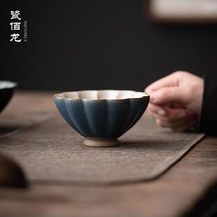 柏韵邱卫国汝窑茶杯陶瓷主人杯品茗杯单杯茶具茶盏手工色釉冰裂釉