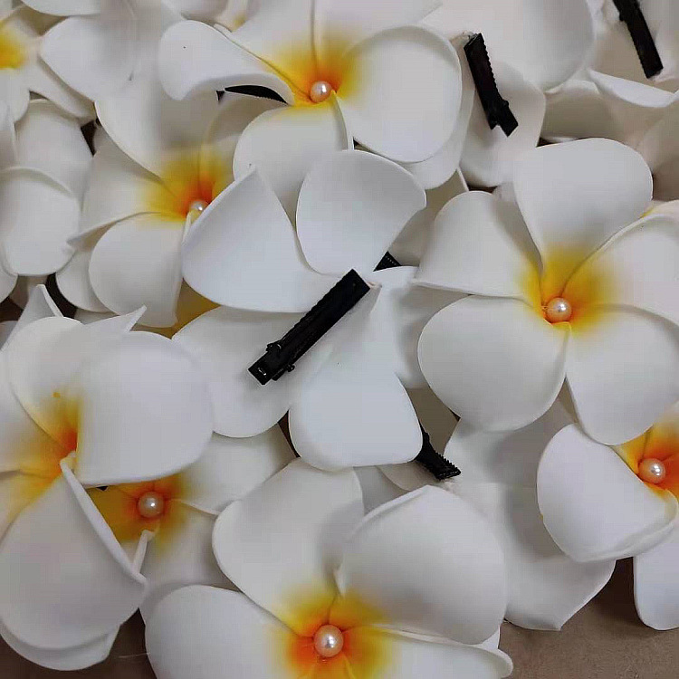 现货鸡蛋花夏威夷花 带珠红心鸡蛋花 鞋帽装饰头饰发饰泡沫花