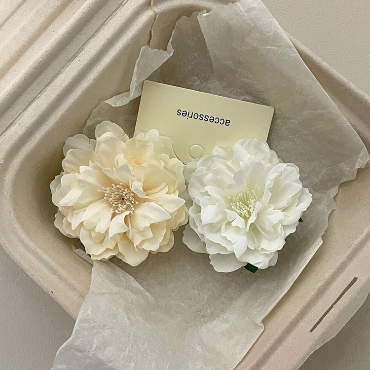 晕染蓝色山茶花边夹侧边夹新款爆款春夏度假风头花夹甜美刘海夹