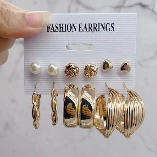 XP17 Earring欧美新款金属圆圈耳环套装创意个性爱心耳环耳钉