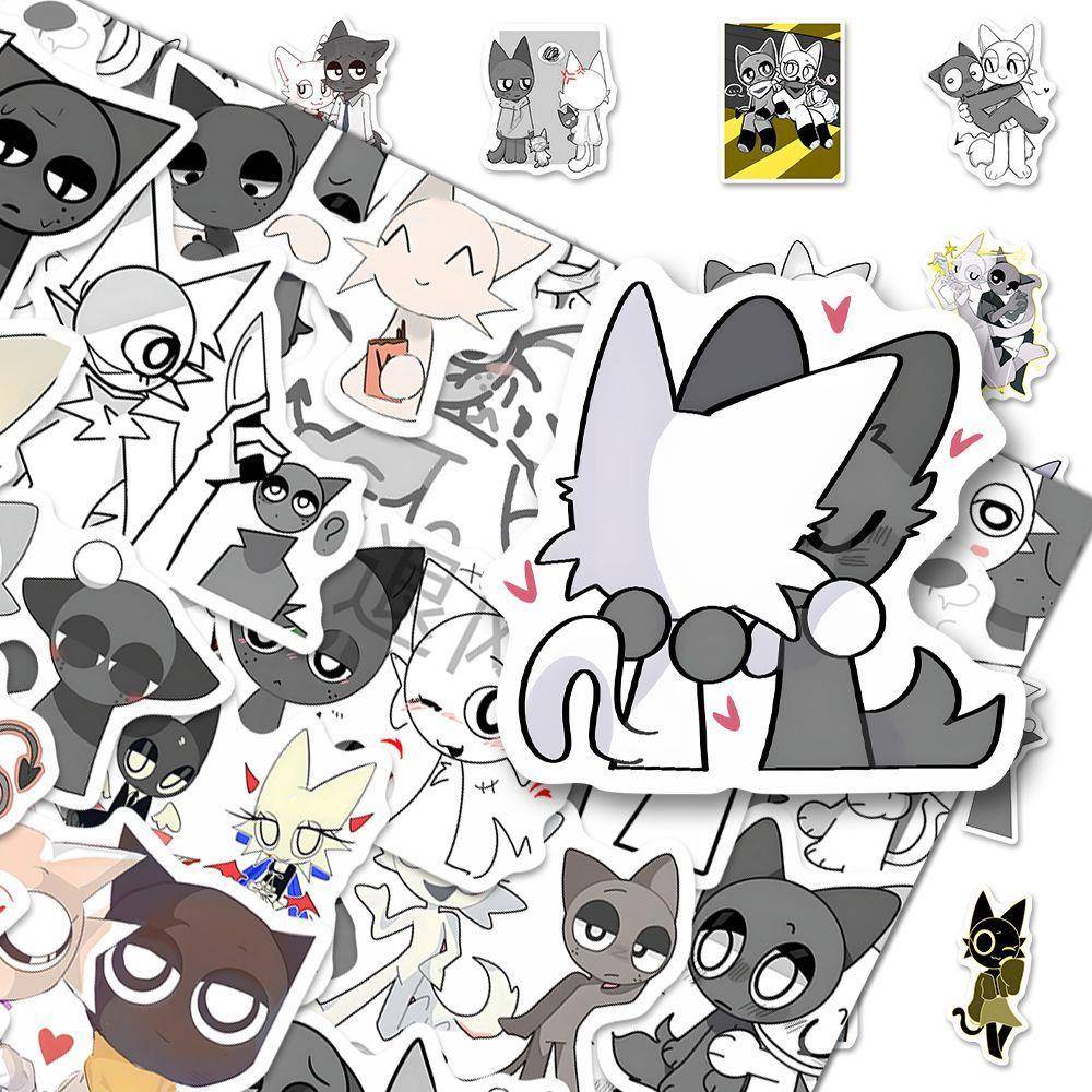 节奏盒子温达160张节奏盒子sprunki白灰CP贴纸可爱卡通少女心温达