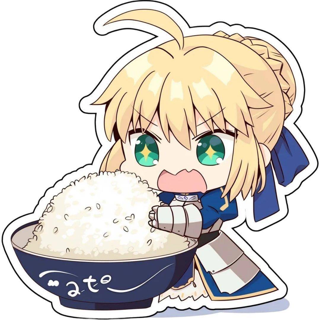 .fate/FGO saber亚瑟王干饭Q版墙贴汽车电动车防水车用贴画冰箱贴