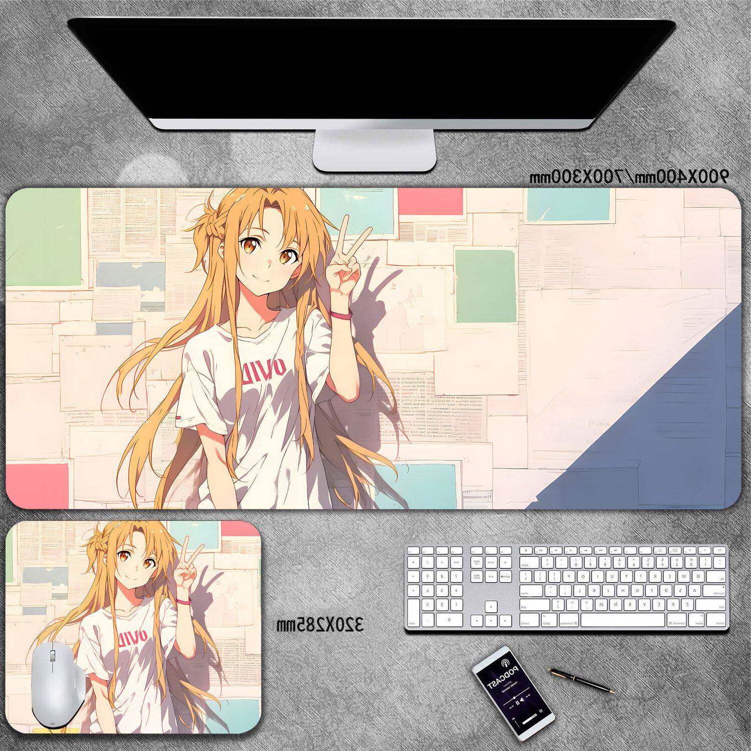 刀剑神域亚丝娜滑鼠垫超大号可二次元动漫游戏电脑键盘桌垫