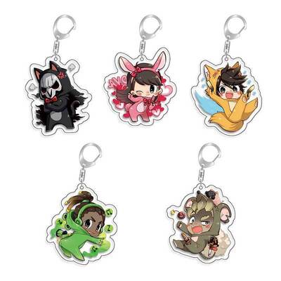 守望先锋 亚克力钥匙扣挂件 DJ 裂空 DVA 死神 狂鼠 游戏周边饰品