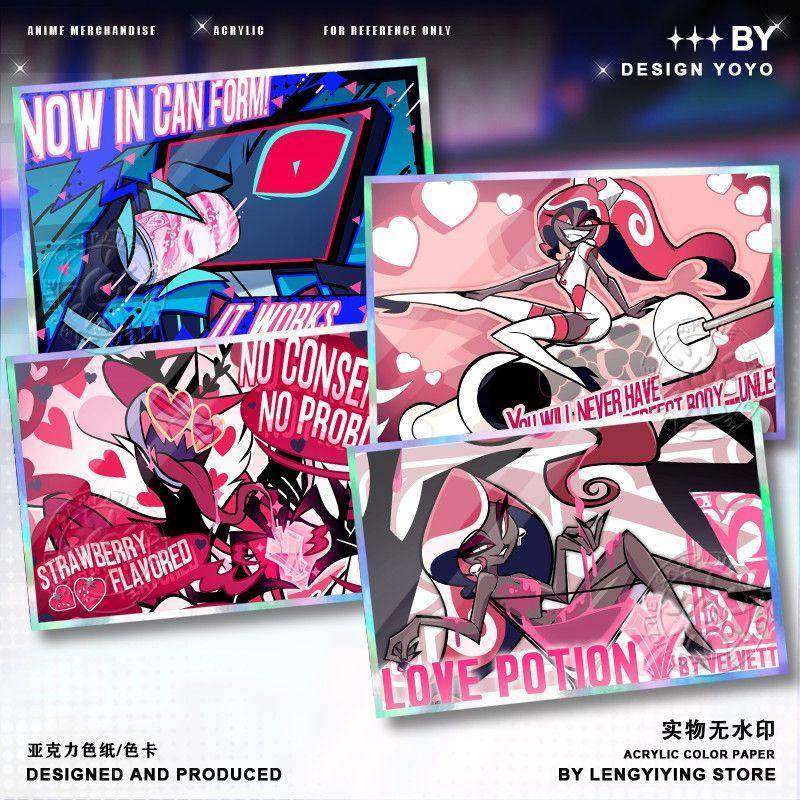 Vox小电视地狱客栈VelVal色纸3V周边赫斯克双闪色卡亚克力小礼物