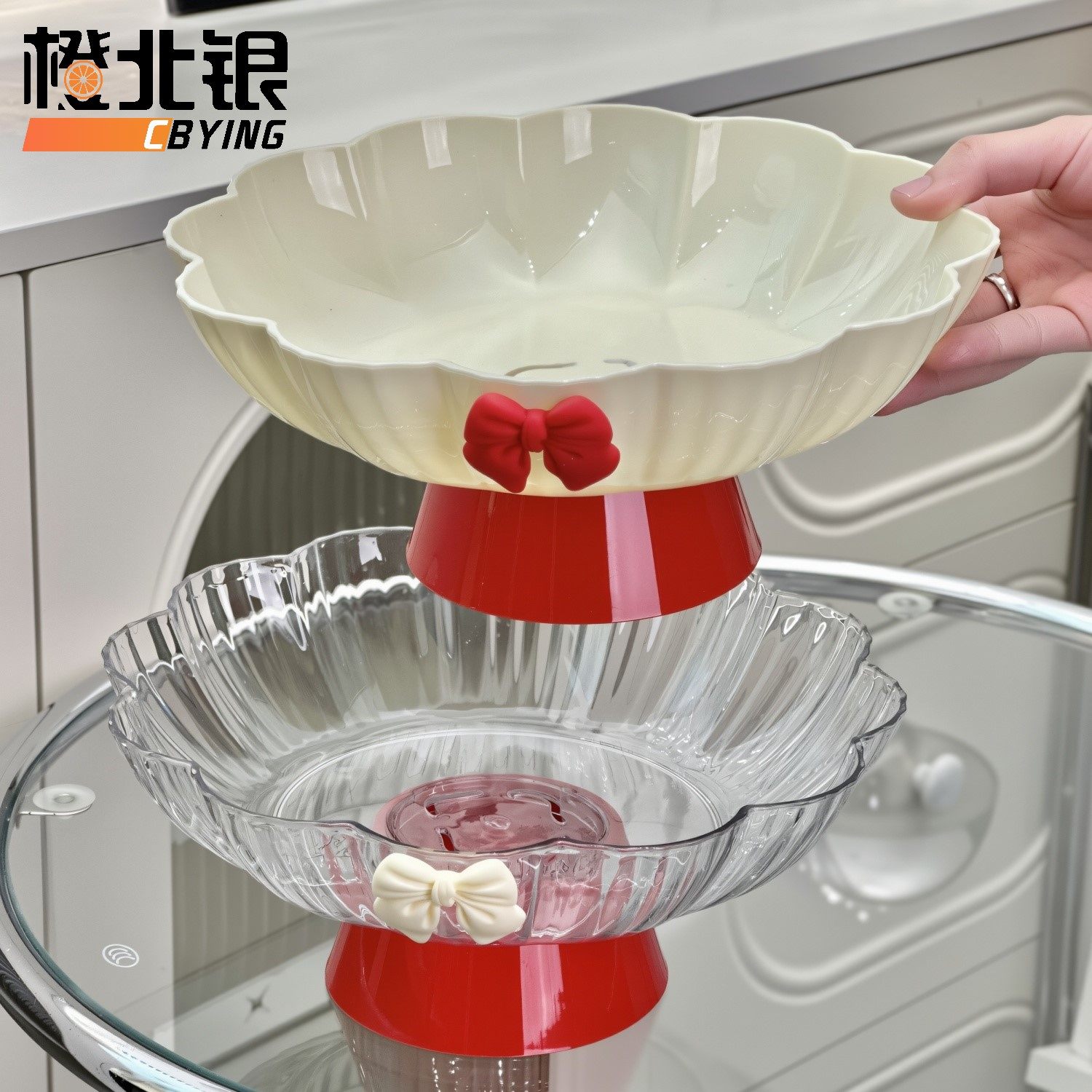 橙北银多巴胺创意ins风花瓣边糖果盘高脚沥水果篮糖果零食果盘子,餐饮具,果盆/果盘/果篮,淘宝优惠券,粉丝福利购,淘宝优惠卷